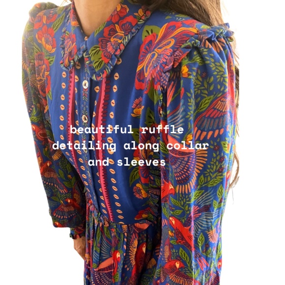 FARM RIO Blue Macaw Flight Mini Dress (S) - Picture 11 of 16